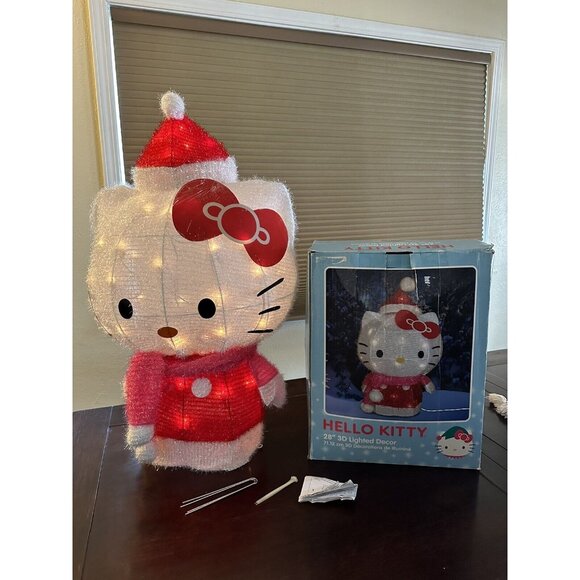 Hello Kitty Christmas 28” 3D Lighted Holiday Decor Jumbo Rare Kurt Adler 2012 - Picture 1 of 16